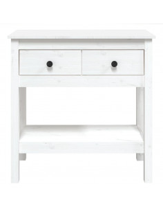 Tavolo Consolle Bianco 75x35x75 cm in Legno Massello di Pino