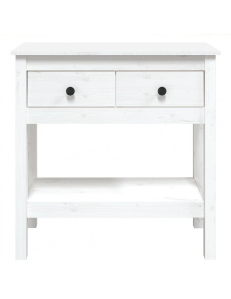 Tavolo Consolle Bianco 75x35x75 cm in Legno Massello di Pino