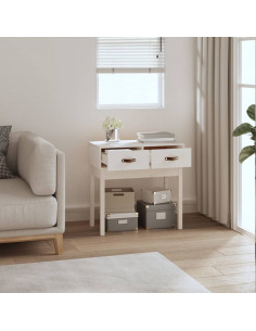 Tavolo Consolle Bianco 76,5x40x75 cm in Legno Massello di Pino