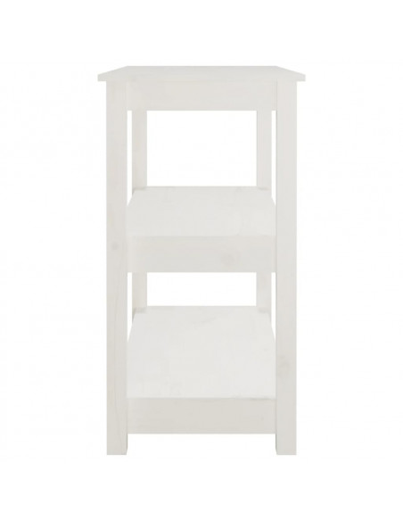 Tavolo Consolle Bianco 80x40x74 cm in Legno Massello di Pino