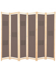Divisorio a 6 Pannelli Marrone 240x170x4 cm in Tessuto 2