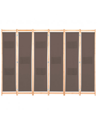 Divisorio a 6 Pannelli Marrone 240x170x4 cm in Tessuto
