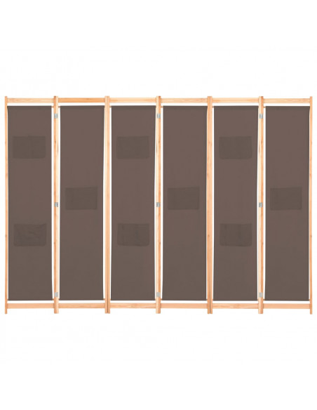 Divisorio a 6 Pannelli Marrone 240x170x4 cm in Tessuto