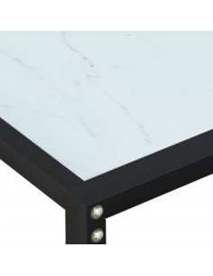 Tavolo Consolle Bianco Marmo 140x35x75,5 cm in Vetro Temperato
