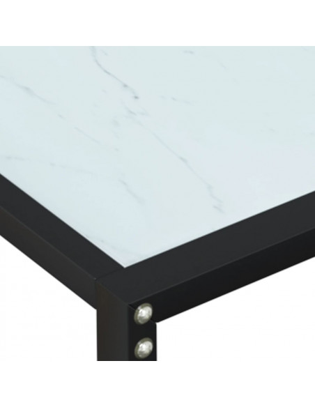 Tavolo Consolle Bianco Marmo 140x35x75,5 cm in Vetro Temperato