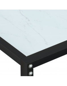 Tavolo Consolle Bianco Marmo 160x35x75,5 cm in Vetro Temperato