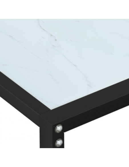 Tavolo Consolle Bianco Marmo 160x35x75,5 cm in Vetro Temperato