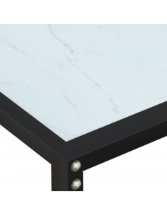 Tavolo Consolle Bianco Marmo 180x35x75,5 cm in Vetro Temperato