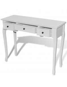 Tavolo Consolle da Trucco con 3 Cassetti Bianco