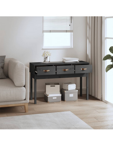 Tavolo Consolle Grigio 114x40x75 cm in Legno Massello di Pino