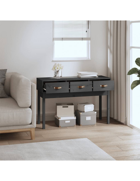 Tavolo Consolle Grigio 114x40x75 cm in Legno Massello di Pino