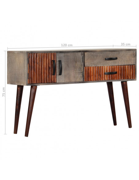 Tavolo Consolle Grigio 120x35x75 cm in Massello di Mango Grezzo
