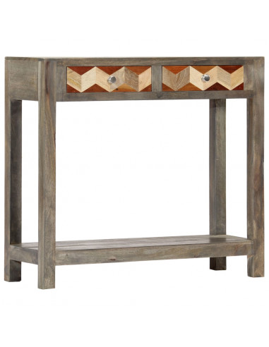 Tavolo Consolle Grigio 86x30x76 cm in Legno Massello di Mango