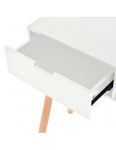 Tavolo Consolle in Legno di Pino Massello 80x30x72 cm Bianco