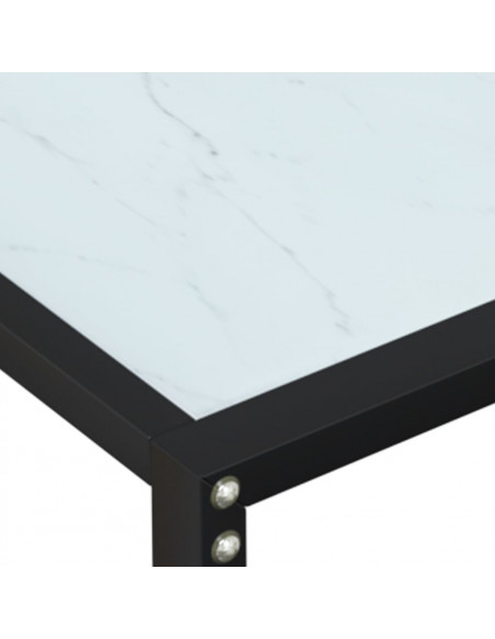 Tavolo Consolle Marmo Bianco 220x35x75,5 cm in Vetro Temperato