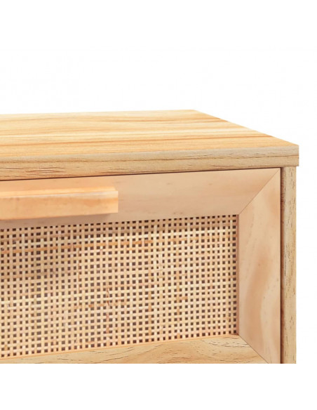 Tavolo Consolle Marrone 80x30x75 Massello Pino Rattan Naturale