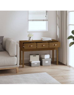 Tavolo Consolle Miele 114x40x75 cm in Legno Massello di Pino