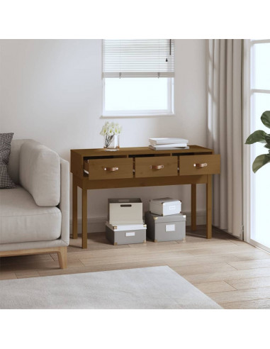 Tavolo Consolle Miele 114x40x75 cm in Legno Massello di Pino
