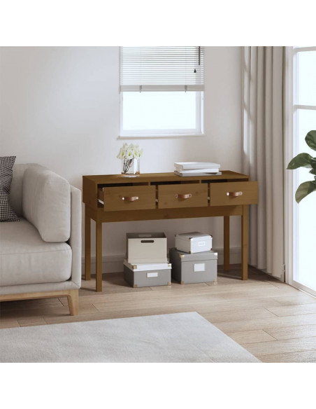 Tavolo Consolle Miele 114x40x75 cm in Legno Massello di Pino