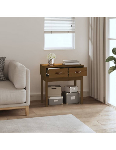 Tavolo Consolle Miele 76,5x40x75 cm in Legno Massello di Pino