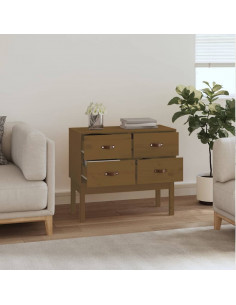 Tavolo Consolle Miele 90x40x78 cm in Legno Massello di Pino