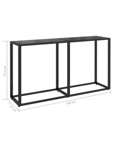 Tavolo Consolle Nero 140x35x75,5 cm in Vetro Temperato
