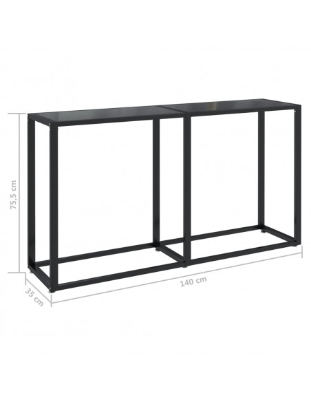 Tavolo Consolle Nero 140x35x75,5 cm in Vetro Temperato