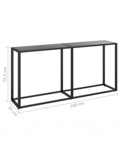 Tavolo Consolle Nero 160x35x75,5 cm in Vetro Temperato