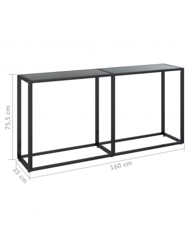 Tavolo Consolle Nero 160x35x75,5 cm in Vetro Temperato
