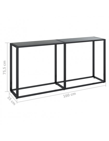 Tavolo Consolle Nero 160x35x75,5 cm in Vetro Temperato