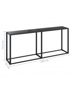 Tavolo Consolle Nero 180x35x75,5 cm in Vetro Temperato