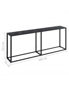 Tavolo Consolle Nero 200x35x75,5 cm in Vetro Temperato