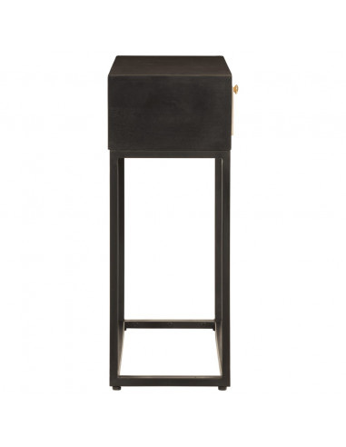 Tavolo Consolle Nero 90x30x76cm Legno Massello di Mango e Ferro