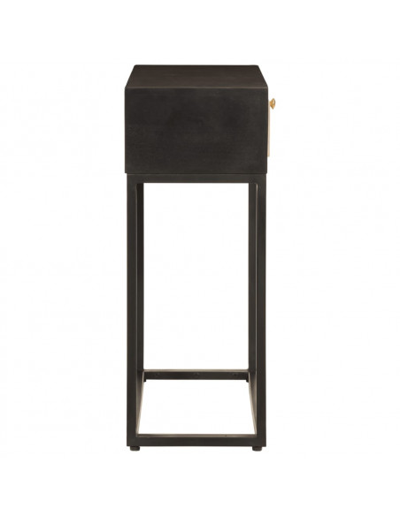 Tavolo Consolle Nero 90x30x76cm Legno Massello di Mango e Ferro