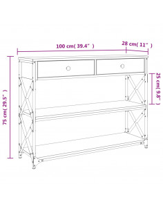 Tavolo Consolle Rovere Fumo 100x28x75 cm in Legno Multistrato