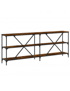 Tavolo Consolle Rovere Fumo 200x30x75cm Legno Multistrato Ferro
