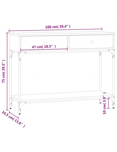 Tavolo Consolle Rovere Marrone 100x34,5x75 cm Legno Multistrato