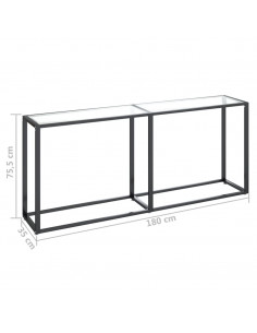 Tavolo Consolle Trasparente 180x35x75,5 cm in Vetro Temperato
