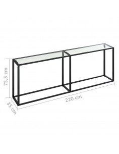 Tavolo Consolle Trasparente 220x35x75,5 cm in Vetro Temperato