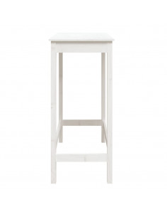 Tavolo da Bar Bianco 100x50x110 cm in Legno Massello di Pino