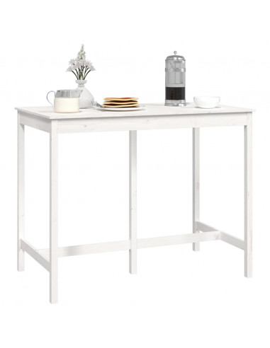 Tavolo da Bar Bianco 140x80x110 cm in Legno Massello di Pino