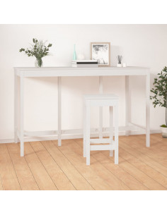 Tavolo da Bar Bianco 180x80x110 cm in Legno Massello di Pino