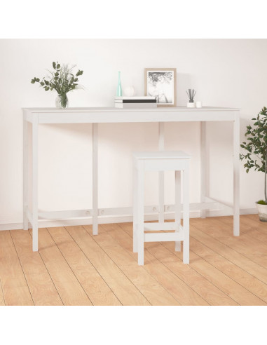 Tavolo da Bar Bianco 180x80x110 cm in Legno Massello di Pino