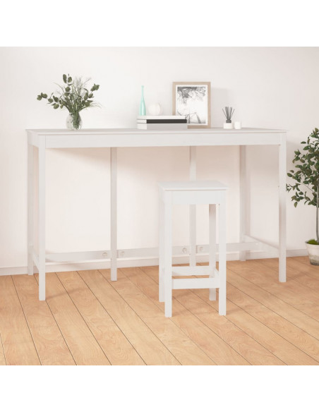 Tavolo da Bar Bianco 180x80x110 cm in Legno Massello di Pino