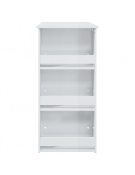 Tavolo da Bar con Portaoggetti Bianco Lucido 102x50x103,5 cm