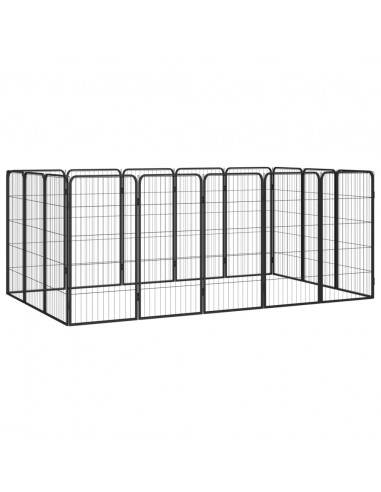 Box Cani 16 Pannelli Nero 50x100 cm Acciaio Verniciato Polvere
