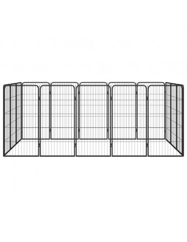 Box Cani 16 Pannelli Nero 50x100 cm Acciaio Verniciato Polvere