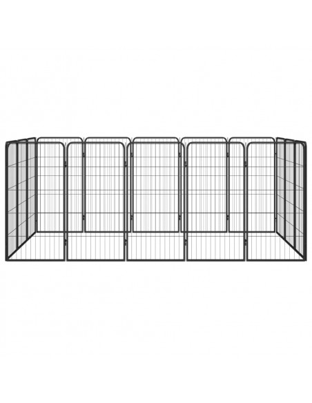 Box Cani 16 Pannelli Nero 50x100 cm Acciaio Verniciato Polvere