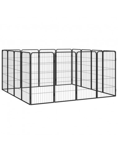 Box Cani 16 Pannelli Nero 50x100 cm Acciaio Verniciato Polvere