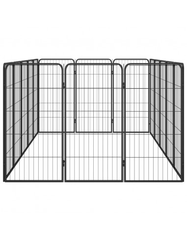 Box Cani 16 Pannelli Nero 50x100 cm Acciaio Verniciato Polvere